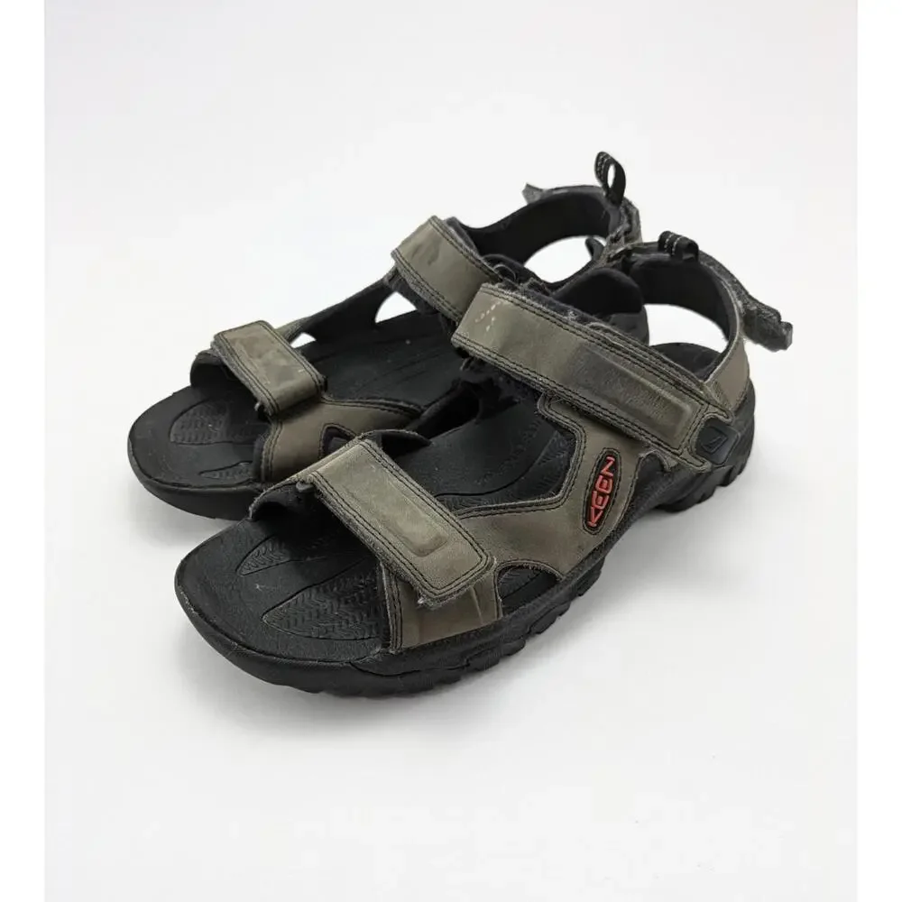 Mens Keen Targhee III‎ Open Toe Grey 2-Strap Open Toe Leather Sandals Size 10